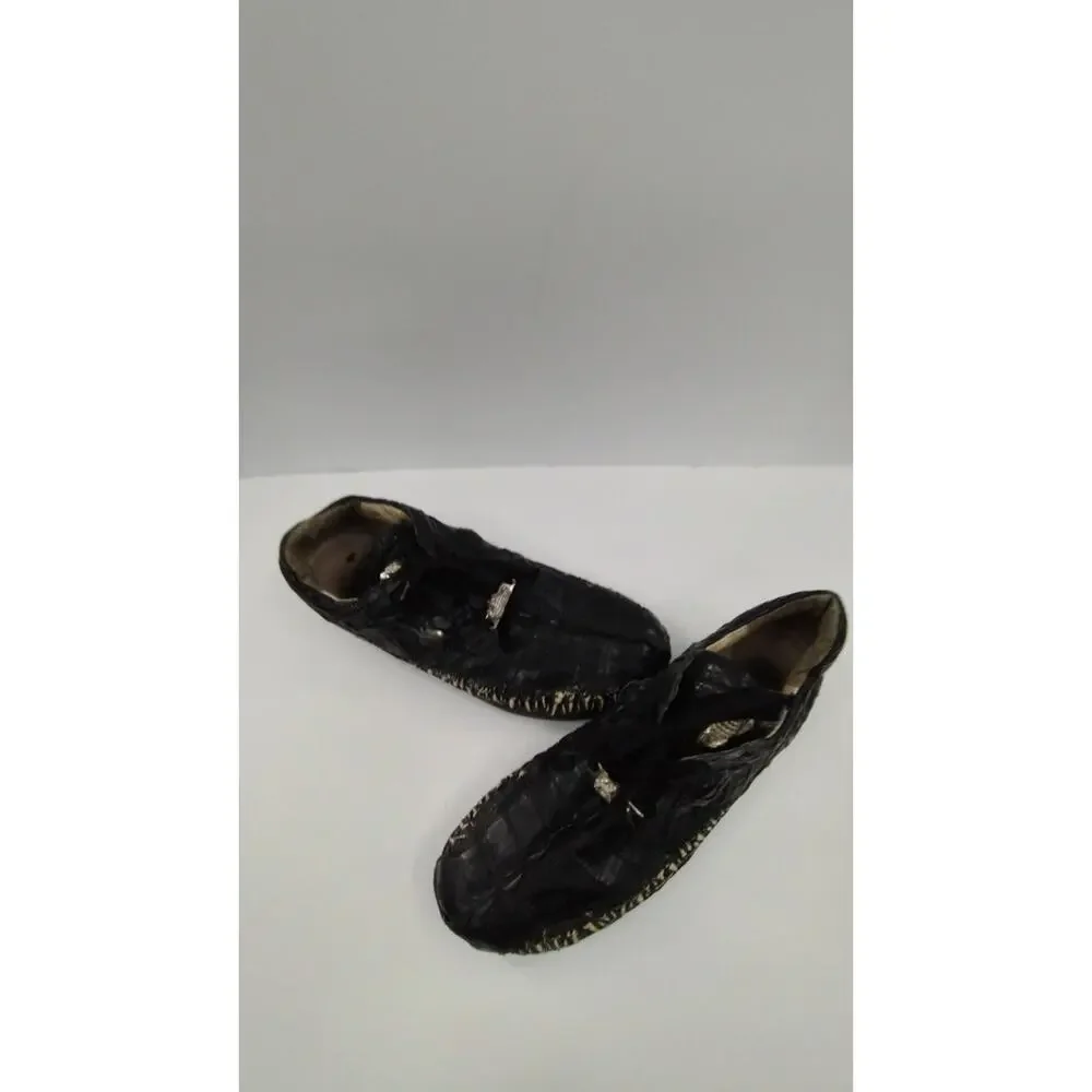 FENNIX ITALY 3044 Men's Black Alligator Hornback Crocodile Sneakers M13 CUSTOM